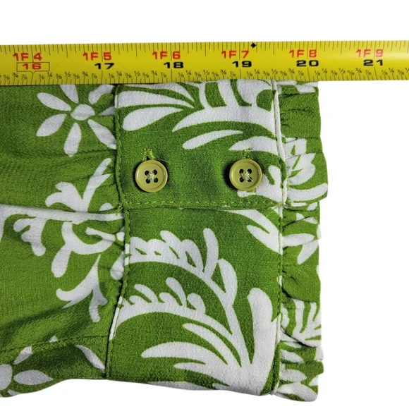 Zara Lilou Midi Dress Size S Green White Tropical Floral Belted Flowy Viscose - Picture 10 of 11